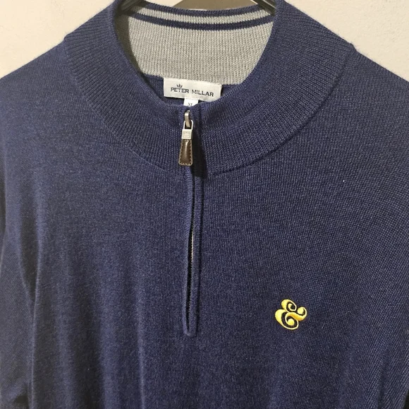 Peter Millar Merino Wool Blend 1/4 Zip Sweater - Size XXL - Royal Blue - Picture 2 of 7